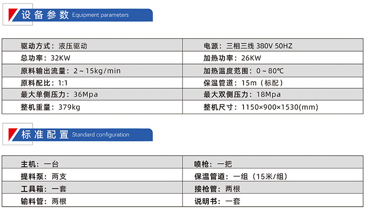 JX-H-V8T聚脲噴涂機(jī)參數(shù)